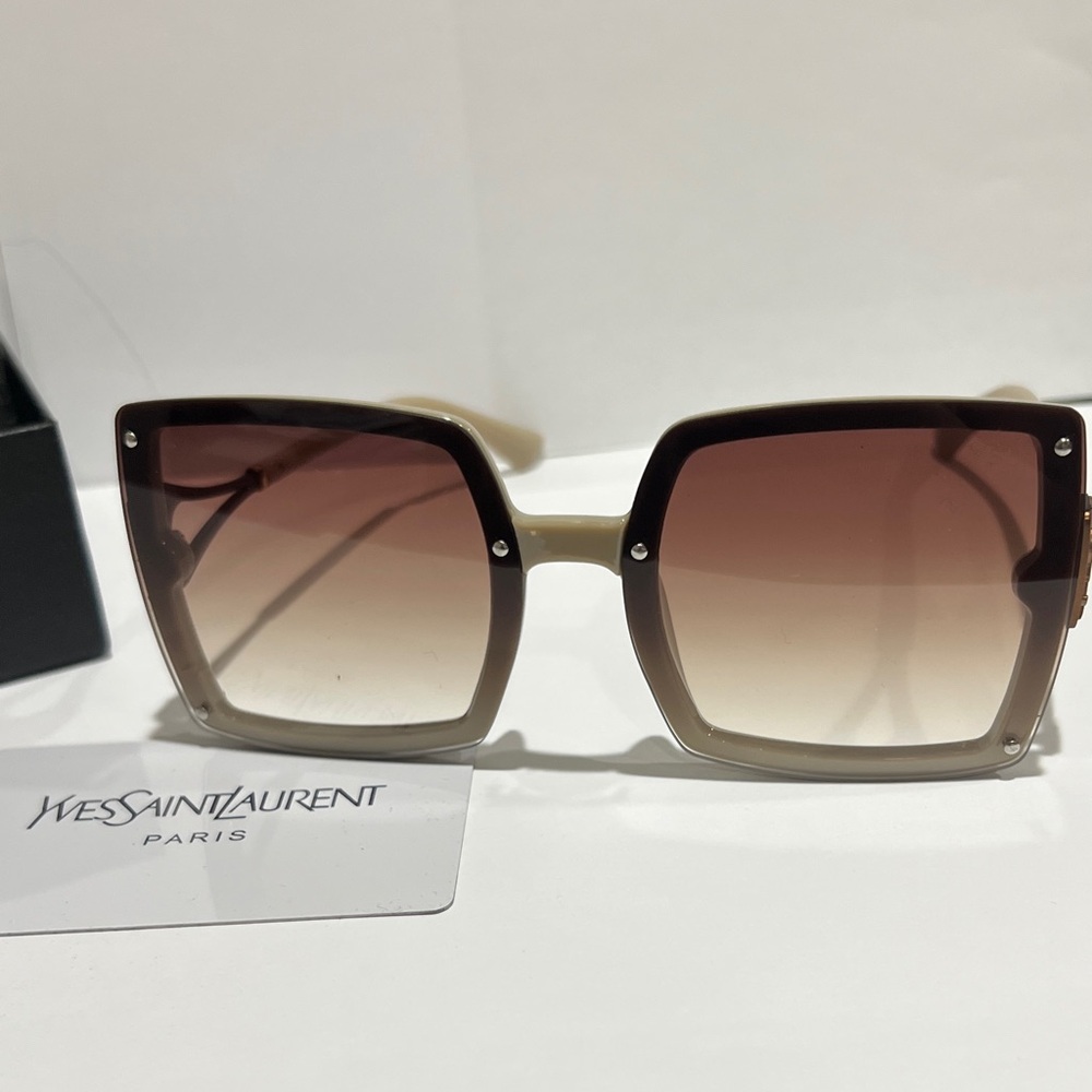 Yves Saint Laurent Beige and Brown Gradient Square Sunglasses
